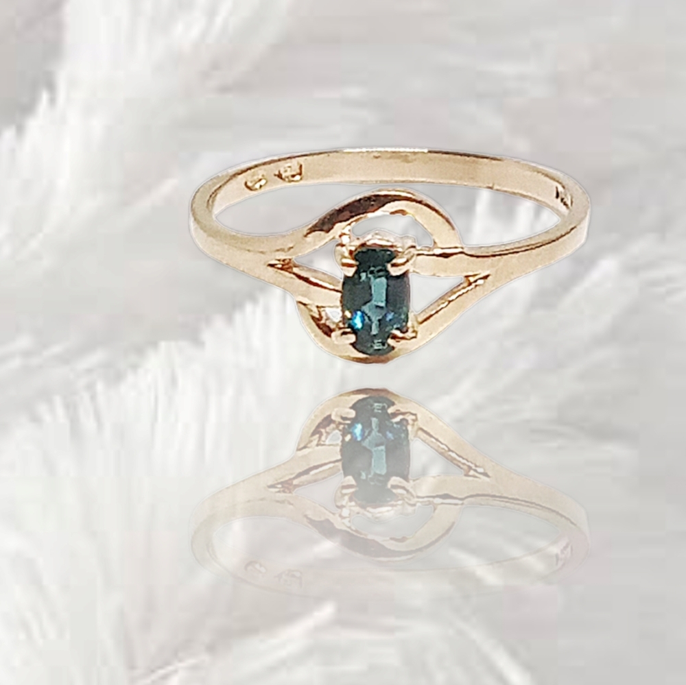Solid 14k Yellow Gold with Blue Topaz Ring